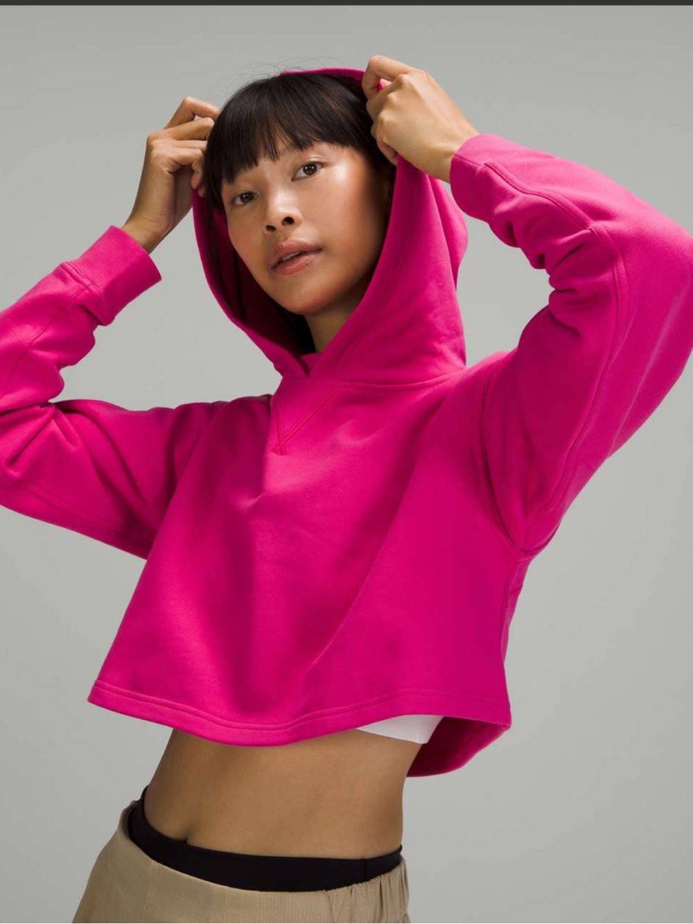 Lululemon All Yours Cropped Hoodie Sonic Pink Size 8 W3DTNS - Picture 2 of 8